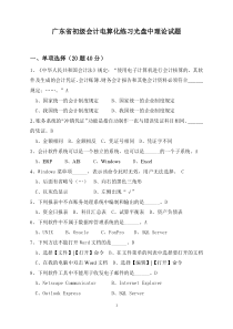 广东省初级会计电算化练习光盘中理论试题