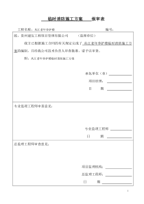 完成临时消防施工方案报审表