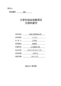 大学生创业实践项目立项龙胜申请书(新)