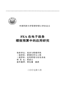 fea在电子政务绩效预算中的应用研究