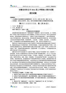安徽省阜阳五中2011届上学期高三期末试题