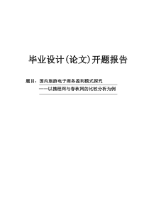 国内旅游电子商务盈利模式探究开题报告