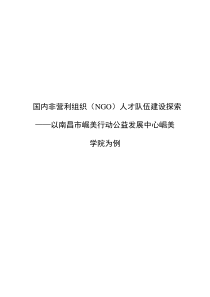 国内非营利组织(NGO)人才队伍建设探索(定稿)