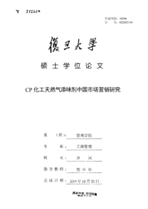 CP化工天然气添味剂中国市场营销研究