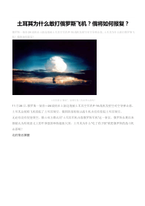 土耳其为什么敢打俄罗斯飞机