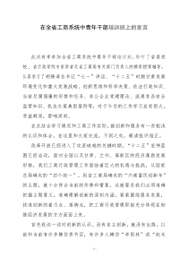 在全省工商系统中青年干部培训班上的发言