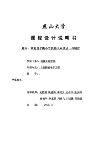 双轮自平衡小车机器人系统设计与制作