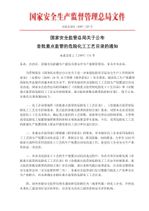 《国家安全监管总局关于公布首批重点监管的危险化工工艺目录的通知