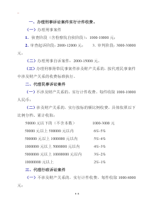 各种诉讼案件律师代理费收费标准