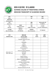 NCCAOM考试-学院个人成绩单-双语模板