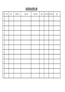 访客进出登记表模板