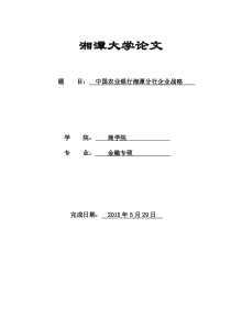中国农业银行湘潭市分行企业战略规划