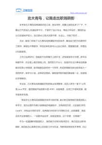 北大青鸟,让我走出职场阴影