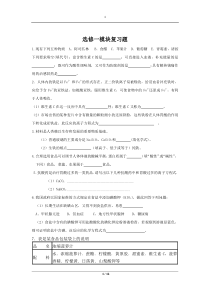 化学选修一模块考试复习题