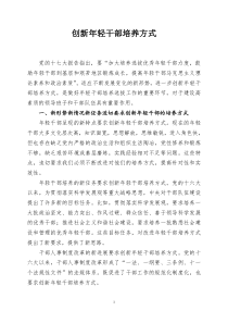 创新年轻干部培养方式