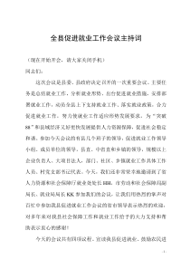 全县就业工作会议主持词
