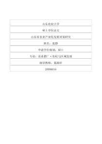山东省农业产业化发展对策研究