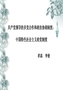 共产党领导的多党合作和政治协商制度中国特色社会主义政党制度