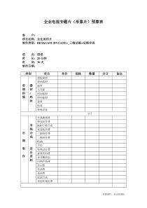 企业电视专题片(形象片)预算表