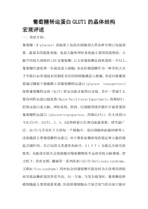人源葡萄糖转运蛋白GLUT的晶体结构
