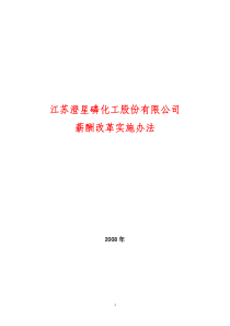 江苏澄星磷化工股份有限公司薪酬改革实施办法