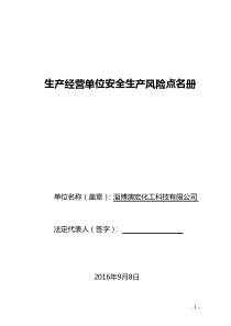 澳宏化工风险点总名册
