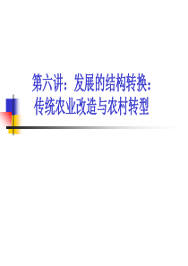 第六讲发展的结构转换传统农业改造与农村转型