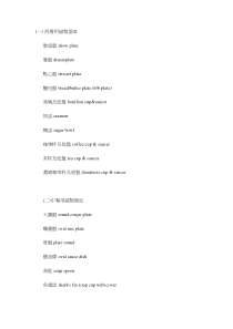 中西餐具英文对照表