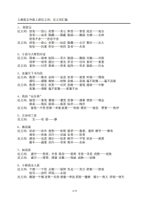 五年级上册近义词和反义词