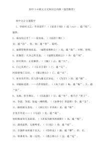 初中语文1-6册文言文知识点归纳