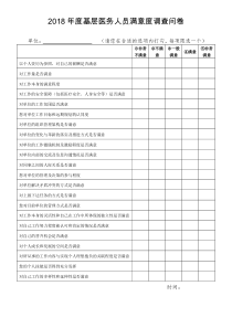 2018年度基层医务人员满意度调查问卷