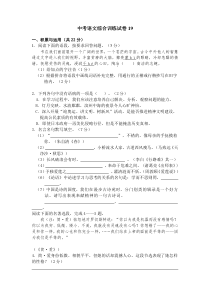 中考语文综合训练试卷19(答案)