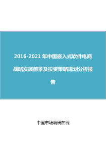 中国嵌入式软件电商战略发展前景及投资策略规划分析报告(2016版)