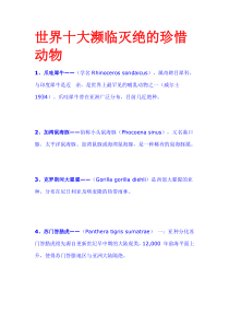 世界十大濒临灭绝的珍惜动物