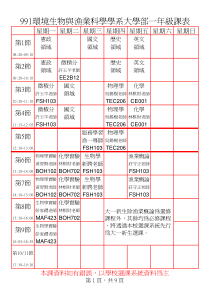 991环境生物与渔业科学学系大学部一级课表