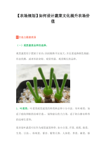 【农场规划】如何设计蔬菜文化提升农场价值