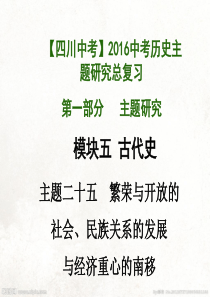 【四川中考】2016中考历史主题研究总复习专题二十五繁荣与开放的社会民族关系的发展经济重心的南移
