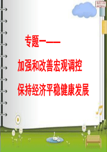 专题1加强和改善宏观调控