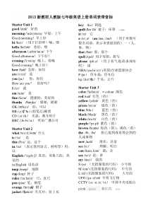七上英语单词表带音标