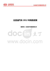 XXXX年比亚迪汽车商务政策