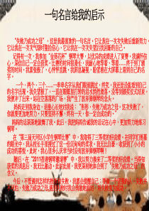 一句名言给我的启示