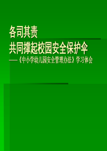 《中小学幼儿园安全管理办法》学习体会
