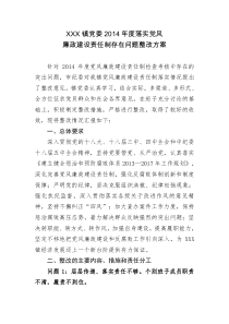 XXX镇党委2014年度落实党风廉政建设责任制存在问题整改方案