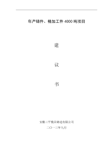 安徽三平模具铸造有限公司项目建议书