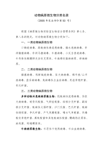动物病原微生物分类名录