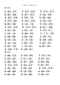 S版语文三年级上册生字表带拼音