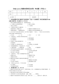 SQLserver数据库试题A