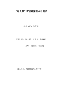 “绿之源”有机蔬菜创业计划书