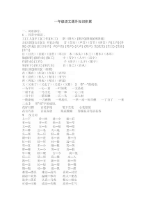 一年级语文课外知识积累