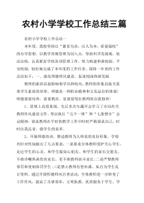 农村小学学校工作总结三篇